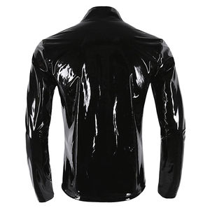 Venta al por mayor de prendas de vestir ligeras con cuello levantado para hombre, chaqueta, abrigo de manga larga, piel metálica, lona, temporada de invierno, OEM disponible - Product Image 6