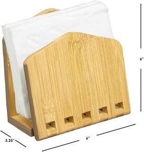 Servilletero extensible de bambú, soporte organizador, encimera de cocina independiente Beige - Product Image 6