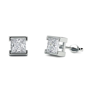 Boucles d'oreilles Eclipse Princess Cut Diamond avec diamant de laboratoire de 0,40 ct en platine pour anniversaire de mariage - Product Image 3