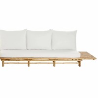 Ensemble de canapés modulaires en bambou écologique résistant aux UV pour l'extérieur, adapté aux patios, jardins, cours, villas et hôtels.
