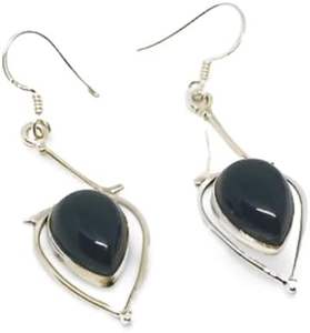 Boucles d'oreilles pendantes pour femmes, pierre précieuse en onyx noir naturel, pierre de naissance de décembre, anniversaire, bijoux faits à la main, boucles d'oreilles en argent sterling 925 - Product Image 3