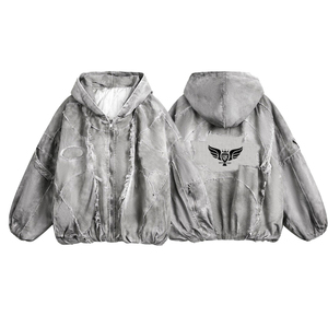 แจ็กเก็ตมีฮู้ดขนแกะแบบปะติดมีฮู้ดผ้าหนาโอเวอร์ไซส์สำหรับฤดูหนาว - Product Image 1