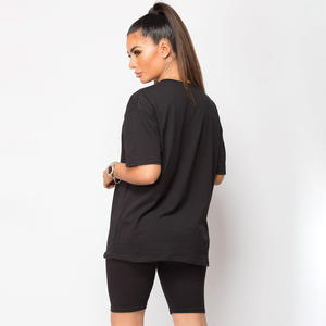 T-shirt de couleur unie avec short Short d'été solide entraînement femmes Fitness ensemble court qualité supérieure 2 pièces ensemble femmes été - Product Image 6