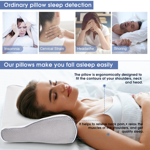 Memory Foam <b>Pillow</b> Neck <b>Pillow</b>, Adjustable Ergonomic <b>Contour</b> Support Cervical <b>Pillow</b> Slow Rebound Memory Foam No Latex - Product Image 2