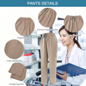 Uniforme Médico Personalizado con Logotipo, Conjunto de Blusa de Manga Corta y Pantalones Deportivos Blancos Transpirables para Mujer, Venta al Por Mayor - Product Image 5