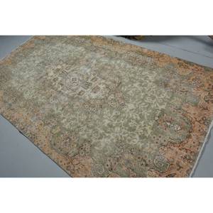 พรมขนแกะตุรกีโบราณแบบดั้งเดิมขนาด5.1x8.9ฟุตพรมสีเบจเย็บปะติดปะต่อกันดีไซน์ห้องนั่งเล่นขนาดใหญ่พร้อมแผ่นรองทำจากยาง - Product Image 4