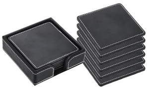 ADORA ADACS-0053 moderne de luxe carré durable pas cher prix d'usine client Logo personnalisé de haute qualité en cuir PU couleur noire 4 jeux - Product Image 2