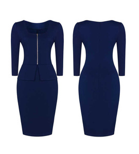 Polyester Spandex <b>Pencil</b> Career Dress With Tailored Fit for Professional Style and Comfort Ideal for Office or Business Events - Product Image 1