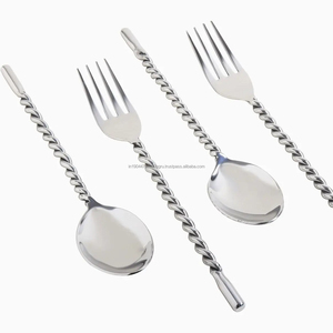 High Quality Hand made Cutlery Silver and Rose Gold Twirl 4 Piece <b>Flatware</b> <b>Set</b> For Wedding - Product Image 1