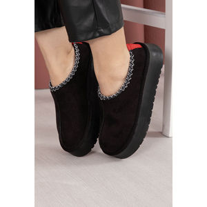 Botines Negros de Plataforma con Forro de Piel, Diseño Cálido e Impermeable, Altura al Tobillo, Cómodos y Modernos, Punta de Tela, PU/EVA/Goma - Product Image 3