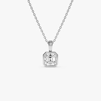 Pendentif Charme Intemporel en Diamant de Laboratoire Taille Asscher Sertie en Bezel 1,00 Carat E-F VS Or 14K pour Mariage, Fiançailles et Soirées