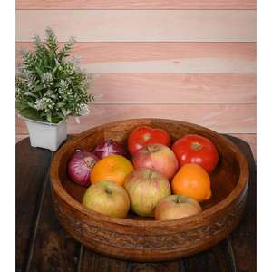 Bol à fruits décoratif personnalisé en bois, ustensile de cuisine multifonctionnel, saladier fait main, bol de service en bois pour la maison, l'hôtel, le mariage - Product Image 1