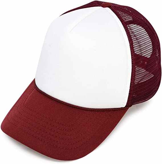 Trucker Hat Mesh Cap Sporty 5-Panel Hat with Hand Embroidery Curved Brim Adjustable Strap Common Fabric Solid Colors Small Braid