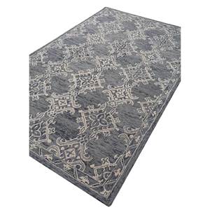 Imara Classic Tra-13050 Hand Tufted Wool <b>Rug</b> Grey Black Hallway Pattern for Home Gift 10mm <b>Thickness</b> Jacquard Technique Viscose - Product Image 2