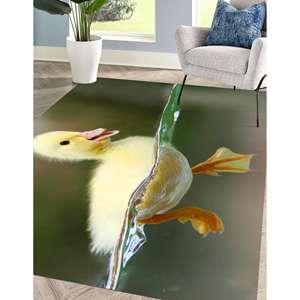 Tapis mignon en forme de canard pour bébé, tapis imprimé, tapis décoratif animalier, tapis moelleux à poils longs - Product Image 3