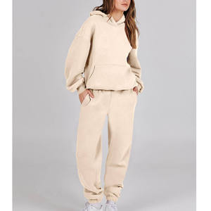 Chándal OEM jersey con capucha y pantalón de chándal para mujer sudadera personalizada conjunto de Jogger 100% algodón polar conjunto de 2 piezas chándales - Product Image 2