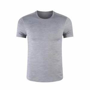 Camiseta de punto gris de manga corta de secado rápido para hombre, cuello redondo, corte ajustado, informal, camisetas para hombre - Product Image 1