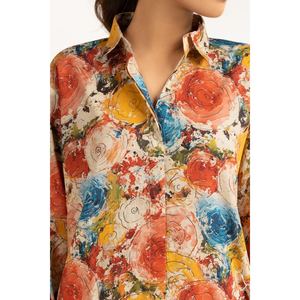 ชุดเซ็ต 2 ชิ้นลำลองสำหรับผู้หญิง ผ้าชีฟอง ดีไซน์ไม่มีปก เหมาะสำหรับชุดฤดูใบไม้ผลิ/ฤดูร้อน มีจำหน่ายไซส์ XS - Product Image 3