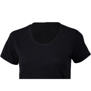 Nueva Camiseta Personalizada para Mujer, Cuello Redondo, Manga Corta, Lisa, Antiarrugas, Ecológica, de Felpa Transpirable, Color Negro - Product Image 4