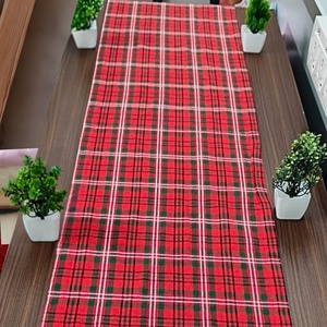 Chemin de table premium 100 % coton à carreaux rouges et noirs, écologique, personnalisable, doux, durable, lavable, pour la décoration de table à manger - Product Image 4