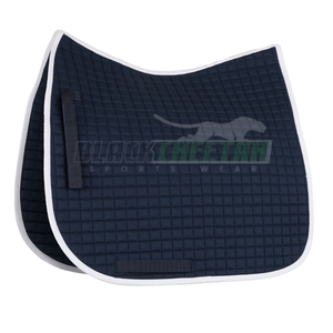 Fábrica al por mayor azul marino logotipo personalizado saltando caballo sillín almohadillas estilo occidental doma tela de algodón polialgodón Para Caballo - Product Image 1