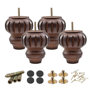 Decorative Turned Wooden Furniture Leg Solid Wood <b>Sofa</b> <b>Bed</b> Cabinet Table Leg Walnut Finish OEM Custom Factory - Product Image 1