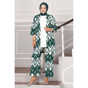 Conjunto Hijab estampado de 3 piezas para mujer Diseño verde - Product Image 4
