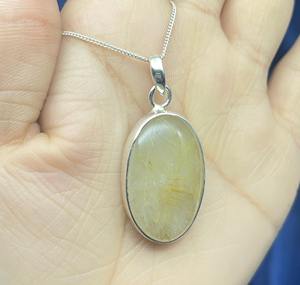 Colgante de Plata de Ley 925 hecho a mano para mujer, piedra preciosa de rutilo dorado Natural con acabado plateado - Product Image 5