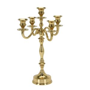 Nouveau style de candélabre en métal finition or pour la maison et les centres de table de mariage, candélabre à 5 bras sur pied - Product Image 1