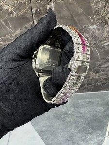 Montre Hip Hop pour homme en acier inoxydable avec verre en alliage de moissanite VVS, diamants blancs, mouvement à quartz, style business, cadeau - Product Image 4