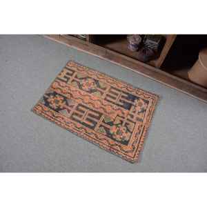 Alfombra Pequeña Vintage de 1.6x2.4 pies (49x72 cm), Alfombra Oriental Turca Marrón - Product Image 3