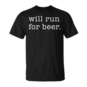 Camiseta Will Run For Beer, negra, unisex, talla mediana para adultos - Product Image 2