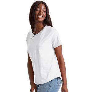 Camiseta de cuello redondo de alta calidad para mujer, Camiseta 100% de algodón para mujer, camiseta de manga corta con logotipo personalizado para mujer - Product Image 2