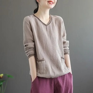 Camiseta Casual de Manga Corta con Cuello en V para Mujer, 100% Algodón, Tela de Velour Antibolitas, Verano, con Opciones de Logotipo Personalizado - Product Image 4