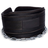 Cintura di Compressione in Neoprene Altamente Resistente e Traspirante con Catena in Acciaio e Doppi Anelli a D per Sollevamento Pesi e Trazioni
