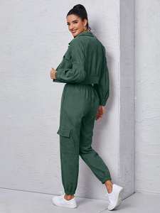 Conjunto Deportivo Corto de Dos Piezas para Mujer, Chaqueta con Cierre y Pantalones de Poliéster, Proveedor OEM, Venta al Por Mayor - Product Image 3