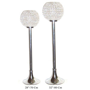 Top Selling Shiny Silver Aluminum Clear Crystal Beads Wedding Tabletop Decorative <b>Tall</b> Candelabra Home Table Centerpiece Decor - Product Image 4