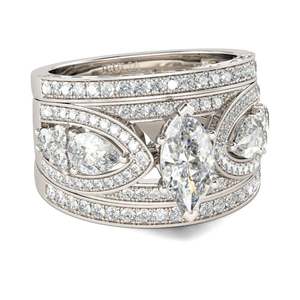 Jeulia 3-Piece Marquise Cut Gold Plated <b>Sterling</b> <b>Silver</b> Ring <b>Set</b> with Zircon - Product Image 2