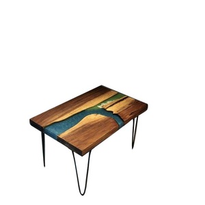 Suministros para restaurantes Muebles Mesa de centro Mesa de esquina de metal decorativa grabada a mano Parte superior de madera - Product Image 2