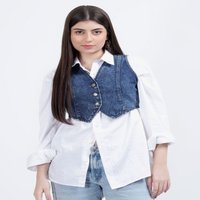 Logo personnalisé, couleur, tissu vêtements pour femmes bleu style chemise régulière femmes haut col de chemise, long, à revers, manches fabriqué en Idia