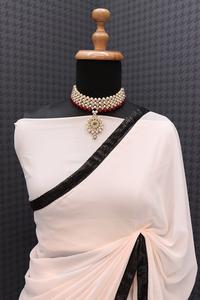 Bollywood indien haute qualité blanc Georgette Saree vêtements exclusifs pour la fête Festival Style ethnique porter Saree pour femmes fille - Product Image 5