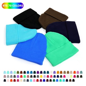 Bonnet en tricot unisexe classique | Bonnet crâne d'hiver doux et chaud Bonnet à revers de couleur unie Logo de broderie personnalisé OEM ODM - Product Image 2