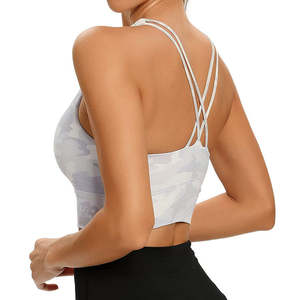 Soutien-gorge de sport à bretelles avec logo personnalisé pour femmes, soutien-gorge de gymnastique rembourré sans couture pour le yoga et le fitness, vêtements de sport OEM - Product Image 1