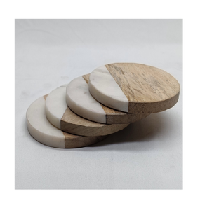 Posavasos Reutilizables Hechos a Mano Ecológicos de Madera y Mármol Indio para Vasos de Agua, Tazas de Té, Tazas de Café - Diseño Personalizable - Product Image 6