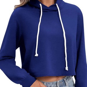 Sudadera con Capucha Holgada para Mujer, Hombros Caídos, Manga Larga Corta, Cintura Corta, Ecológica, Personalizable, Primavera-Otoño - Product Image 1