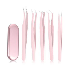 Ensemble de pinces à cils à adhérence parfaite de haute qualité en acier inoxydable avec logo personnalisé et emballage à pointes multiples pour extension de cils - Product Image 1