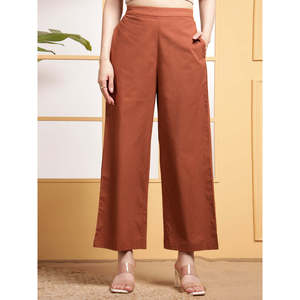 Conjunto de 2 Piezas Deebaco para Mujer, Túnica Holgada de Algodón Sólido y Pantalones Anchos, Cuello en V, Manga 3/4, Estilo Casual, Largo hasta el Tobillo - Product Image 3