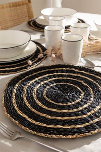 Mantel Individual de algas marinas negras, productos ecológicos redondos, hecho en Vietnam, decoración de mesa, venta al por mayor - Product Image 5