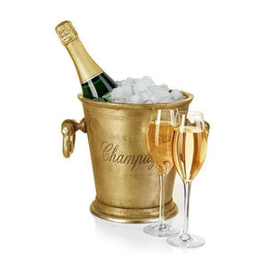 Seau à glace en laiton au design élégant, finition dorée, pour la maison, les événements, les fêtes, les bars, refroidisseur à vin, seau à glace avec poignées à bouton - Product Image 6