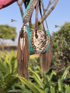 Bolso de Mano de Cuero Vacuno Occidental, Bolso Tote con Flecos de Cuero Tallado, Bolso Elegante, Bolsos de Cuero para Mujer Multiusos - Product Image 3